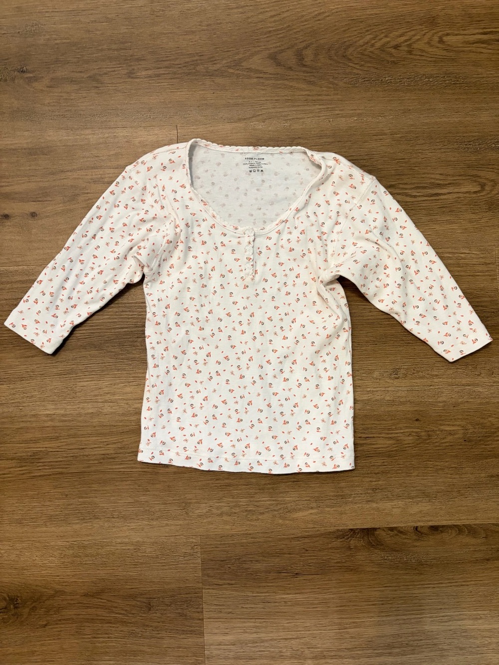 Girls' Soor Ploom Long Sleeve Henley Tee with Pink Floral Print
